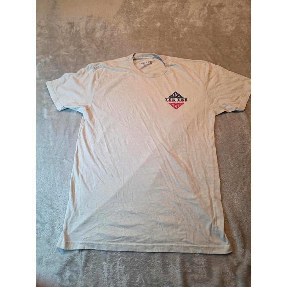 Yee Yee Western Wear T-Shirt Mens Large Tan Land of the Free Graphic Tee